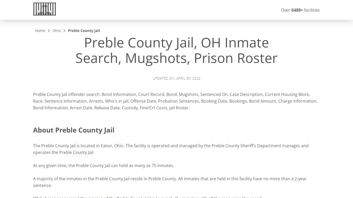 Preble County Jail, OH Inmate Search, Mugshots, Prison Roster